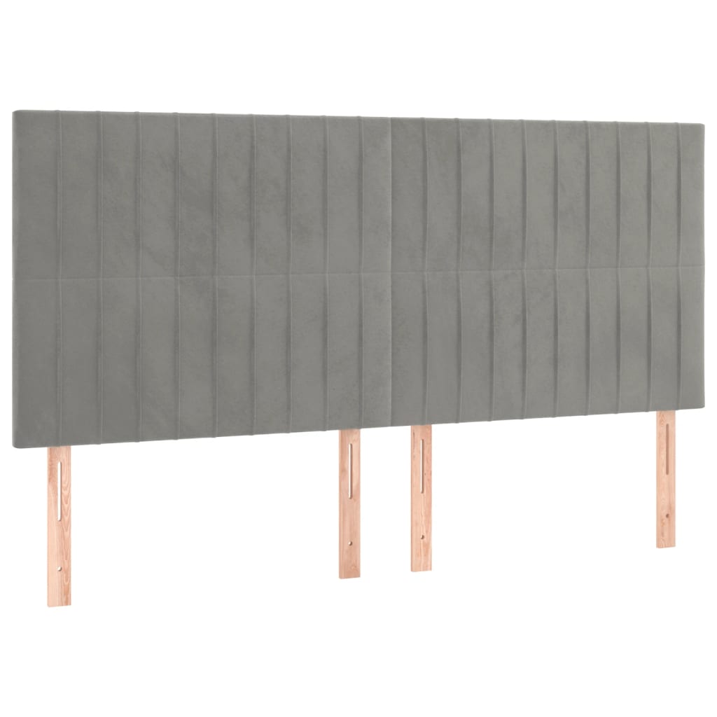 Krevet s oprugama i madracem svjetlosivi 180x200 cm baršunasti