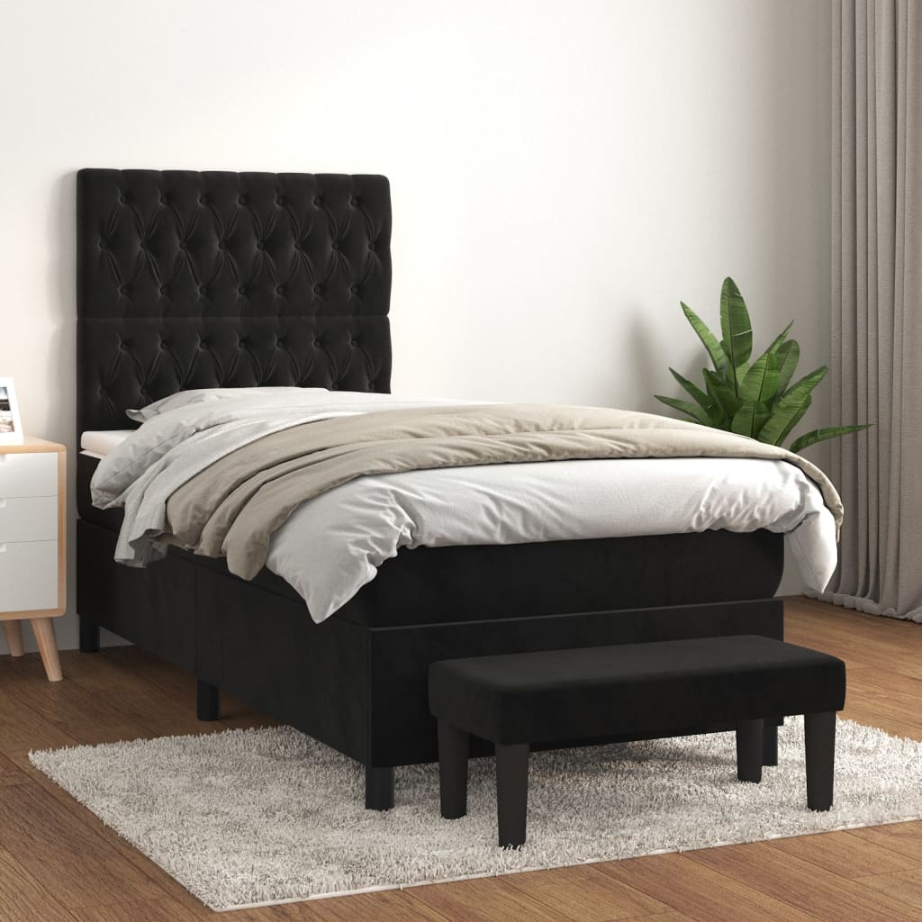 Box spring krevet s madracem crni 90x200 cm baršunasti