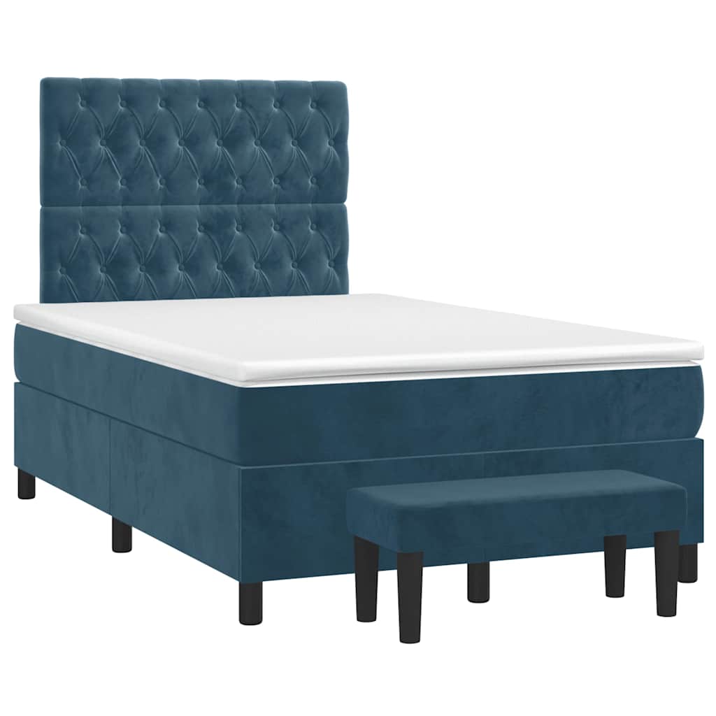 Box spring krevet s madracem tamnoplavi 120 x 200 cm baršunasti