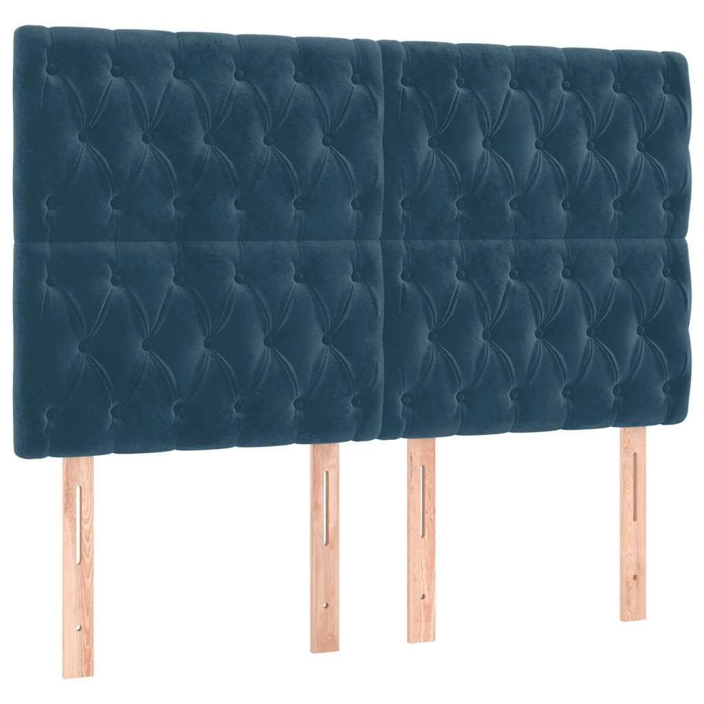 Krevet s oprugama i madracem tamnoplavi 140x190 cm baršunasti