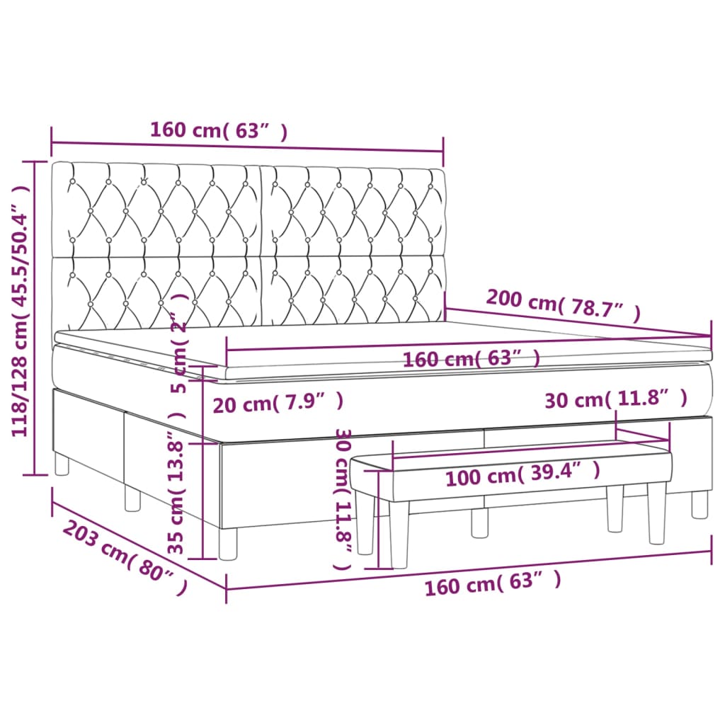 Krevet s oprugama i madracem svjetlosivi 160x200 cm baršunasti