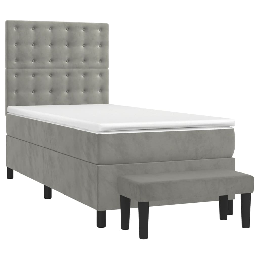 Box spring krevet s madracem svjetlosivi 80 x 200 cm baršunasti