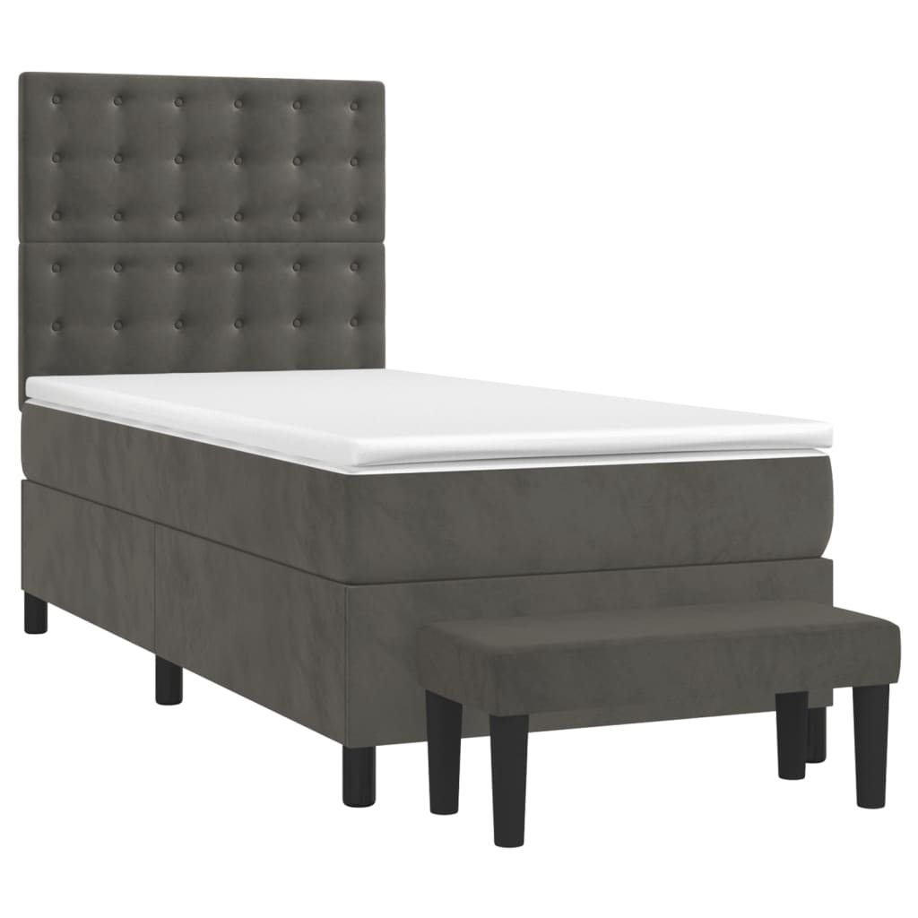 Box spring krevet s madracem tamnosivi 80 x 200 cm baršunasti