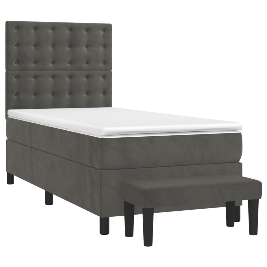 Box spring krevet s madracem tamnosivi 90x190 cm baršunasti