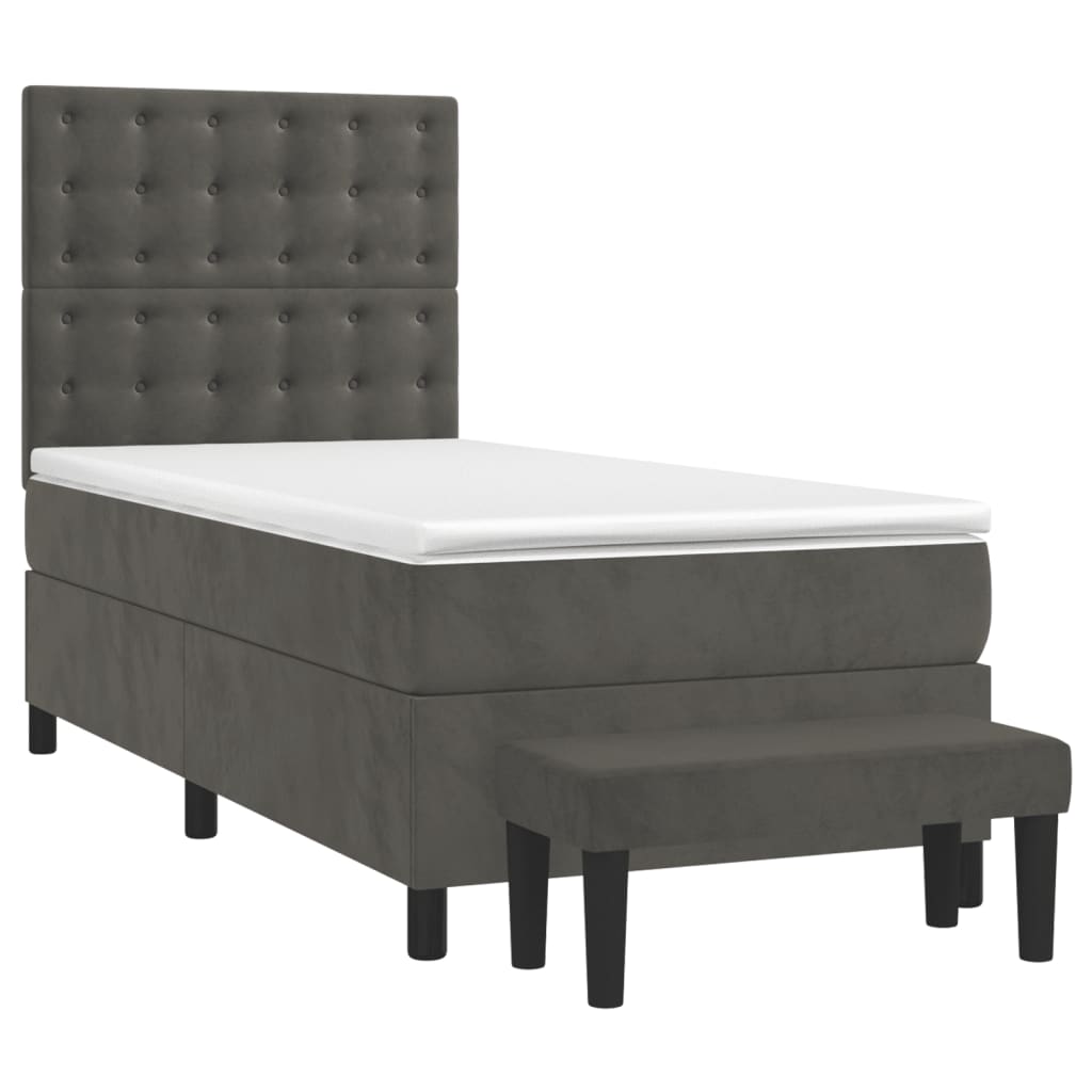 Box spring krevet s madracem tamnosivi 100x200 cm baršunasti