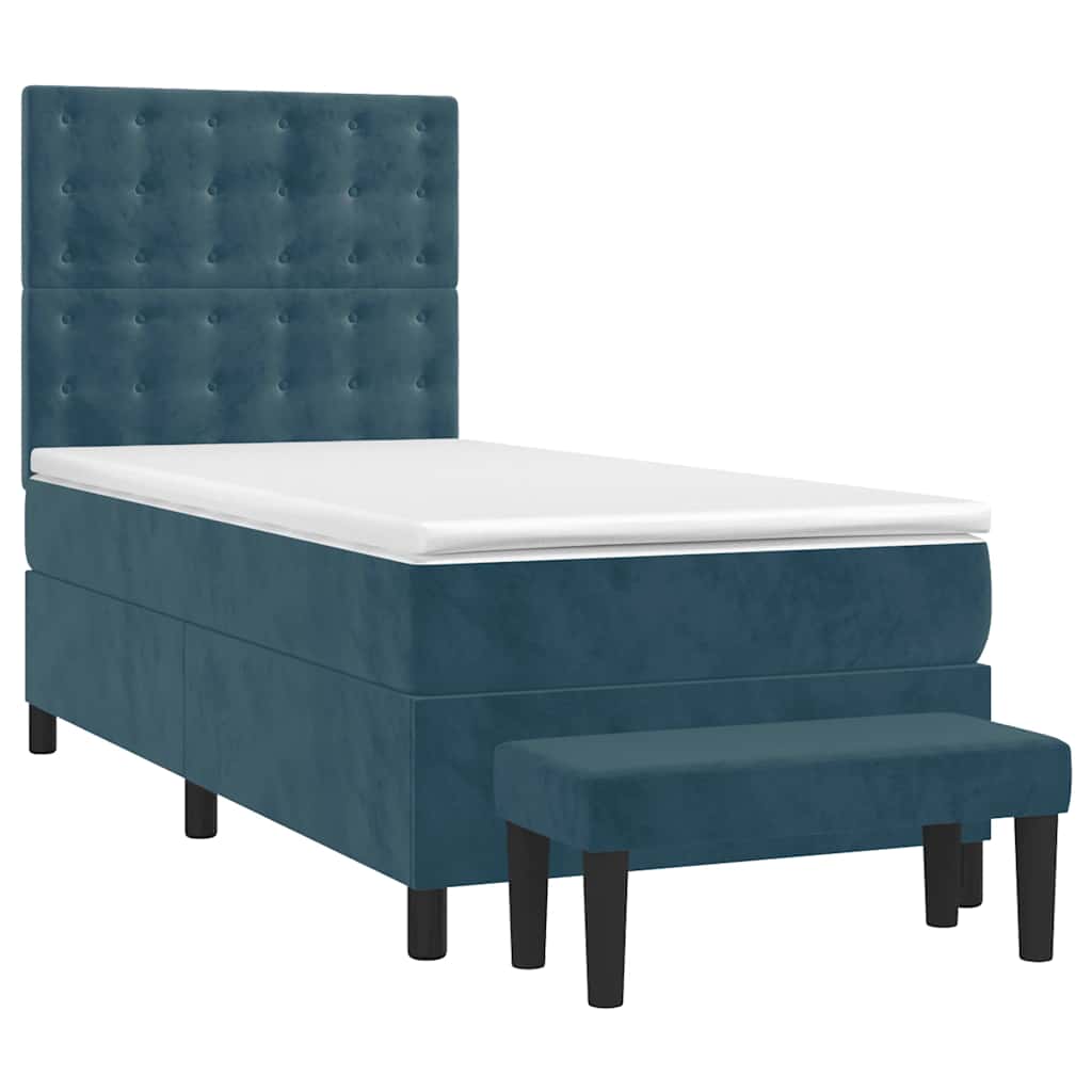 Box spring krevet s madracem tamnoplavi 100x200 cm baršunasti