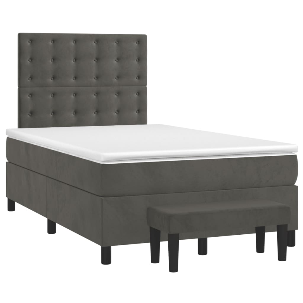 Box spring krevet s madracem tamnosivi 120 x 200 cm baršunasti
