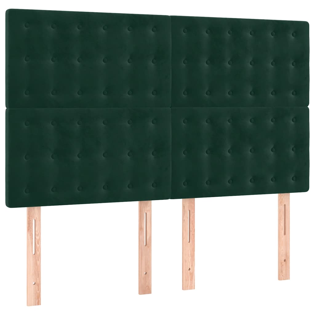 Krevet s oprugama i madracem tamnozeleni 140x190 cm baršunasti
