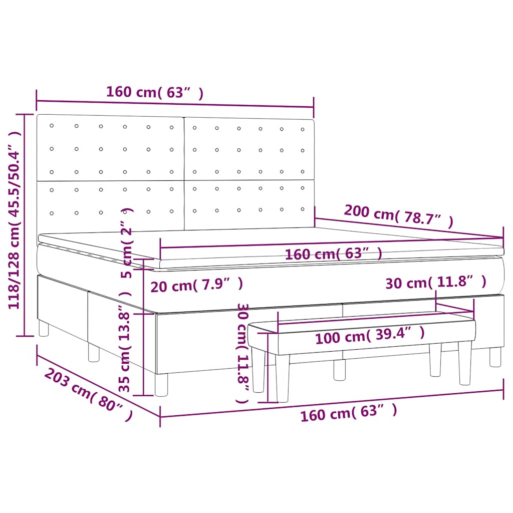 Krevet s oprugama i madracem tamnozeleni 160x200 cm baršunasti