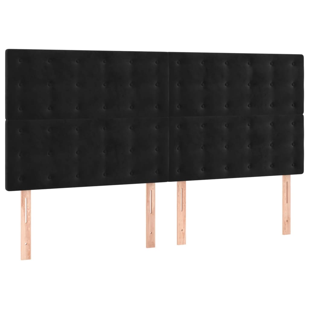 Krevet s oprugama i madracem crni 200x200 cm baršunasti