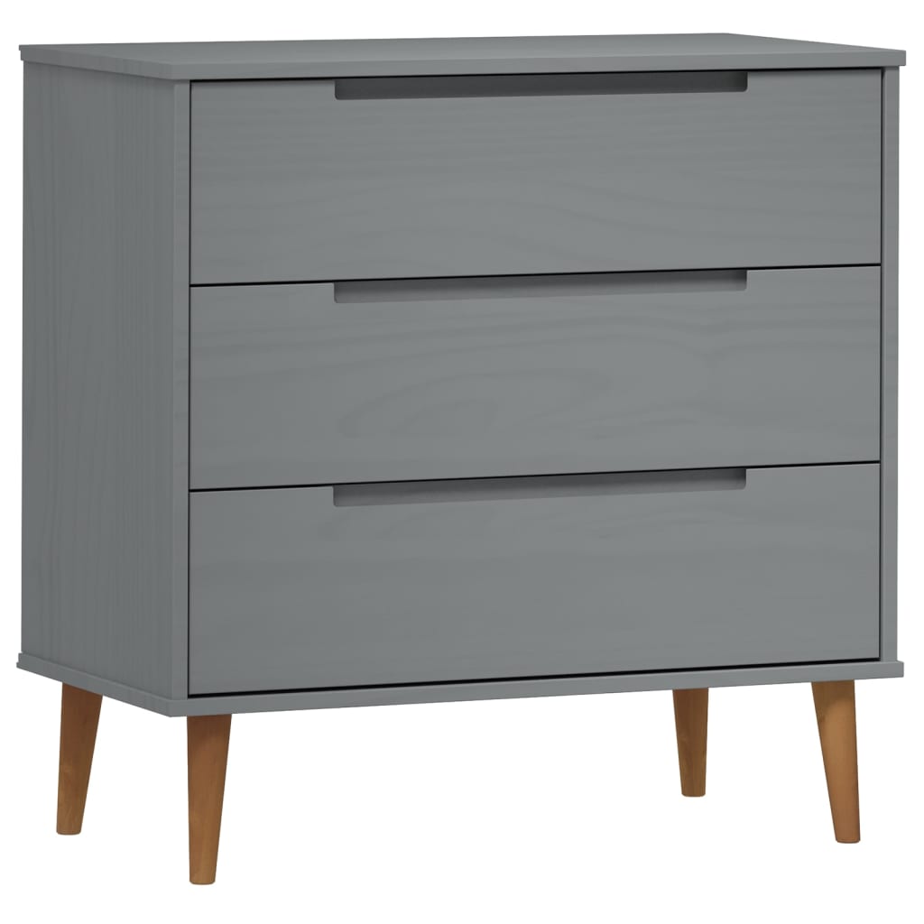 Ladičar MOLDE sivi 80x40x80 cm od masivne borovine