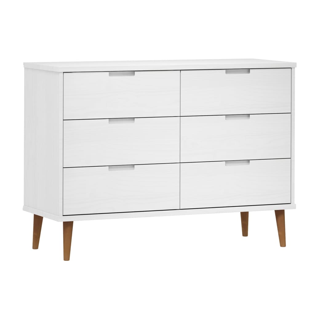 Ladičar MOLDE bijeli 113x40x80 cm od masivne borovine