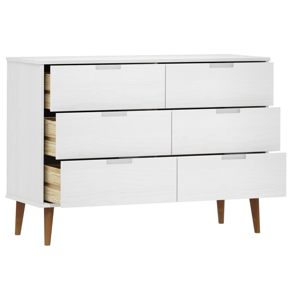 Ladičar MOLDE bijeli 113x40x80 cm od masivne borovine