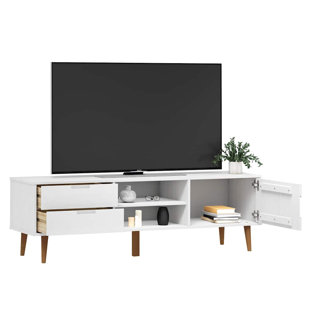 TV ormarić MOLDE bijeli 158 x 40 x 49 cm od masivne borovine