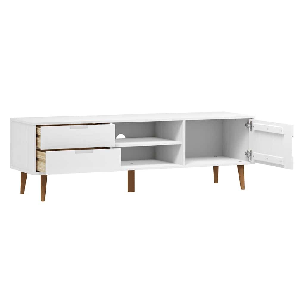 TV ormarić MOLDE bijeli 158 x 40 x 49 cm od masivne borovine