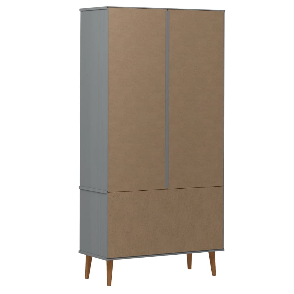 Vitrina MOLDE siva 90 x 35 x 175 cm od masivne borovine