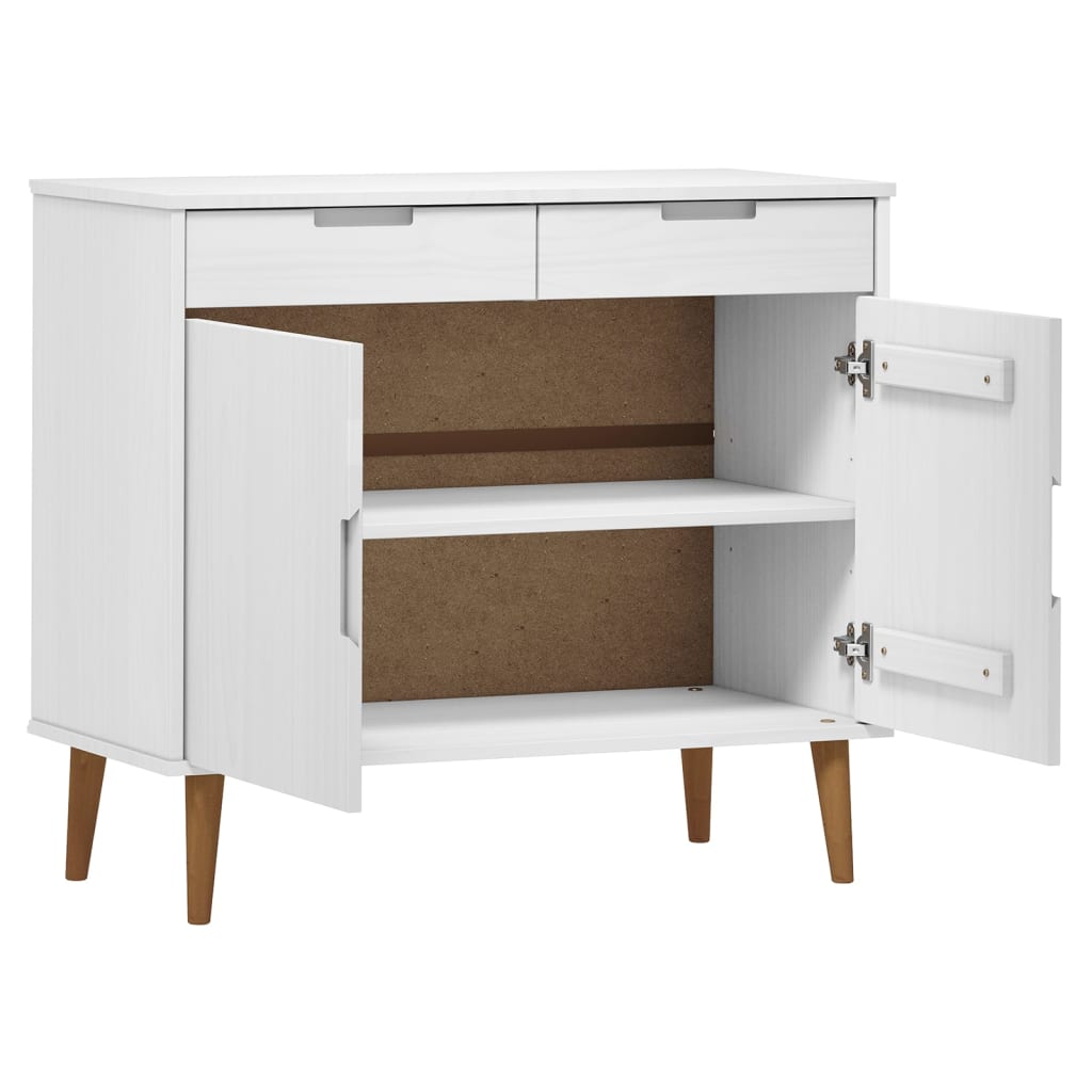 Komoda MOLDE bijela 90 x 40 x 80 cm od masivne borovine