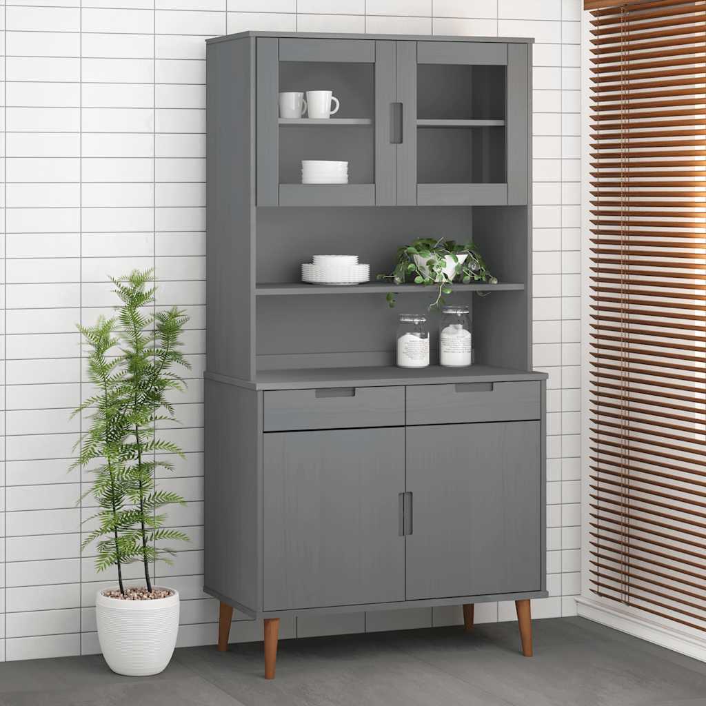 Gornji element za komodu MOLDE sivi 90x35x100 cm od borovine