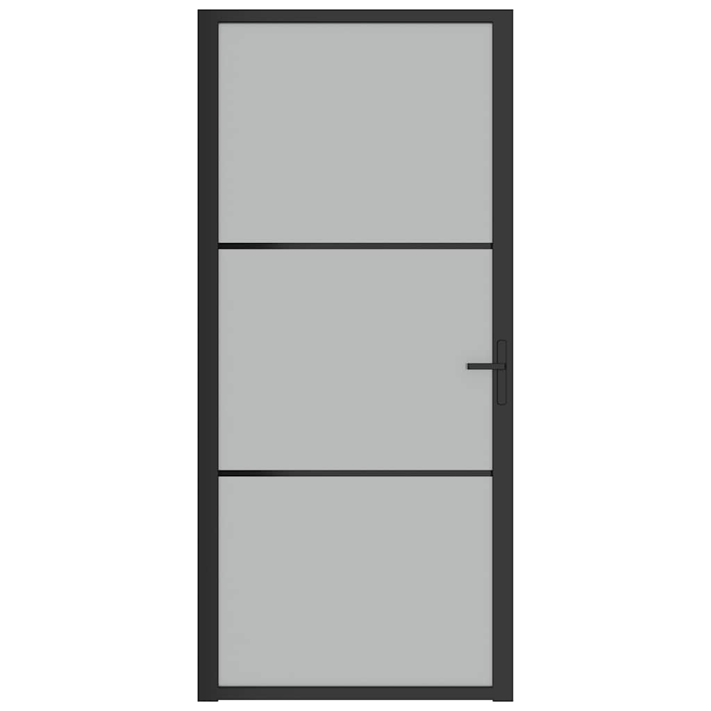 Unutarnja vrata 93 x 201,5 cm crna od mat stakla i aluminija
