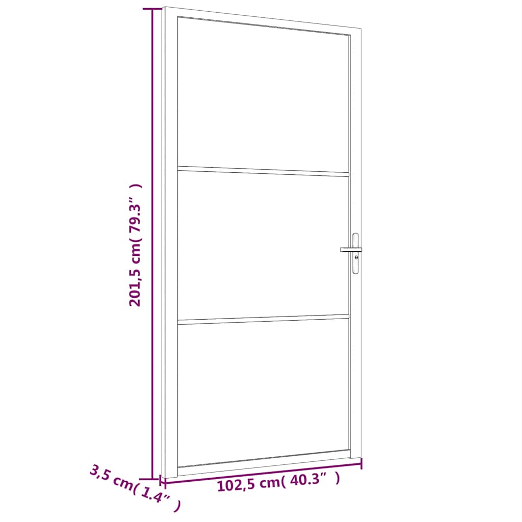 Unutarnja vrata 102,5 x 201,5 cm crna od mat stakla i aluminija