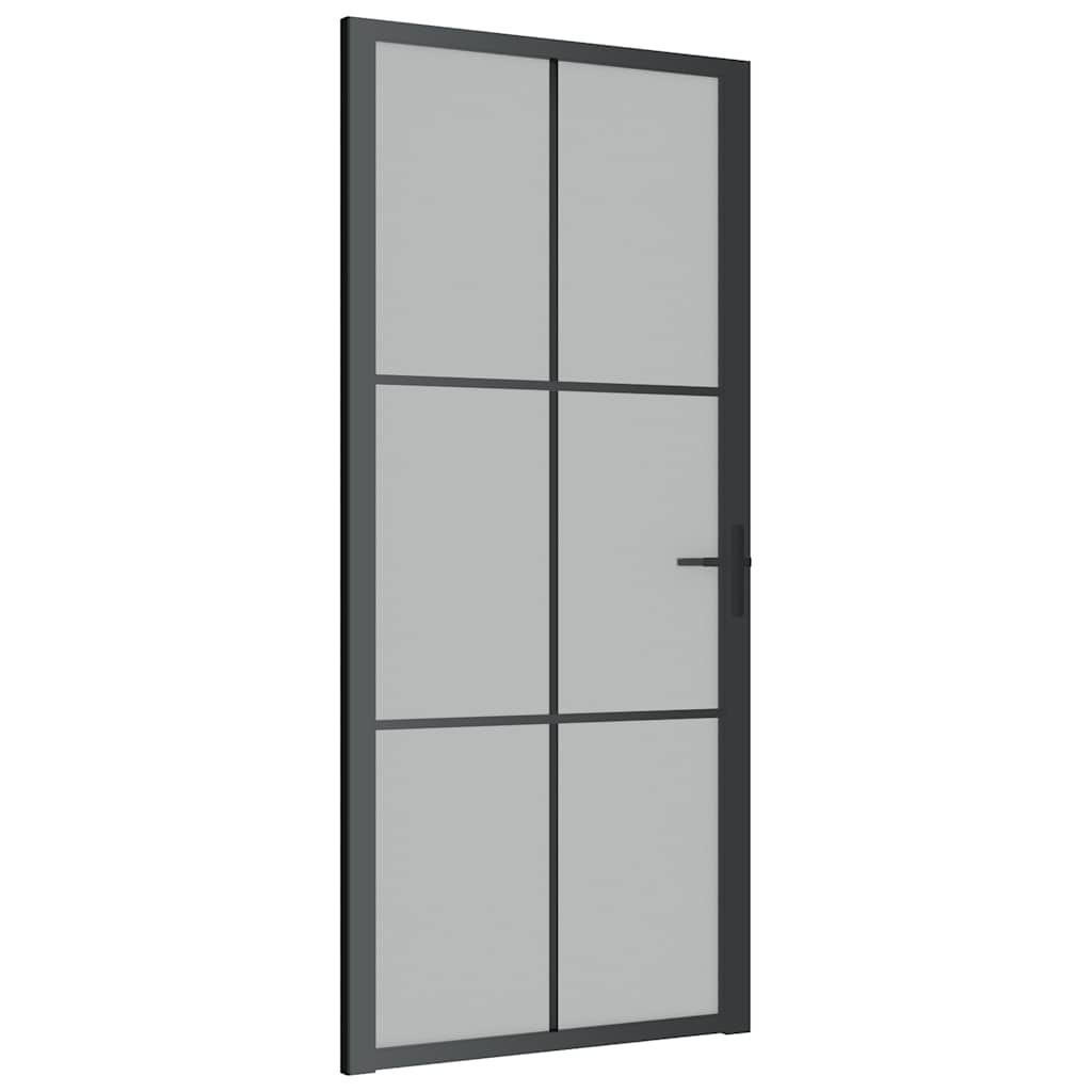 Unutarnja vrata 93 x 201,5 cm crna od mat stakla i aluminija