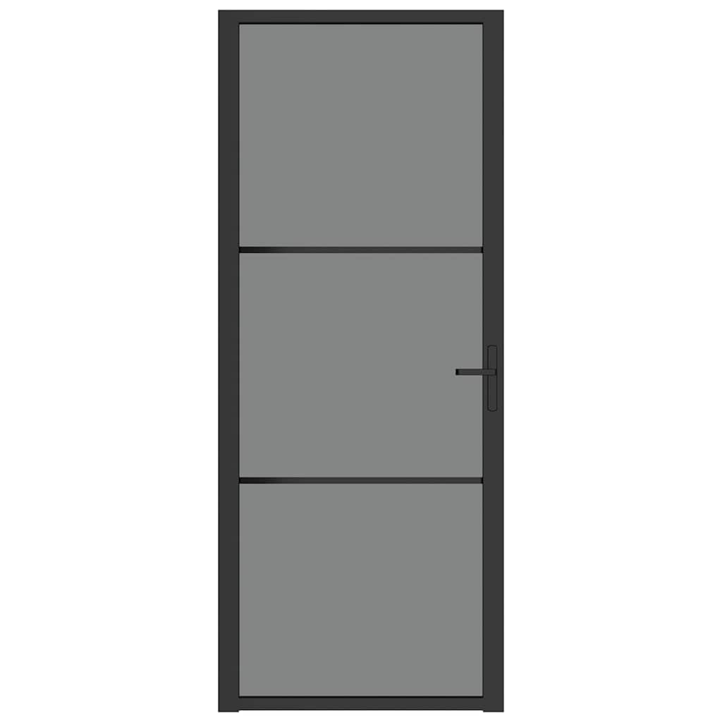 Unutarnja vrata 83 x 201,5 cm crna od ESG stakla i aluminija