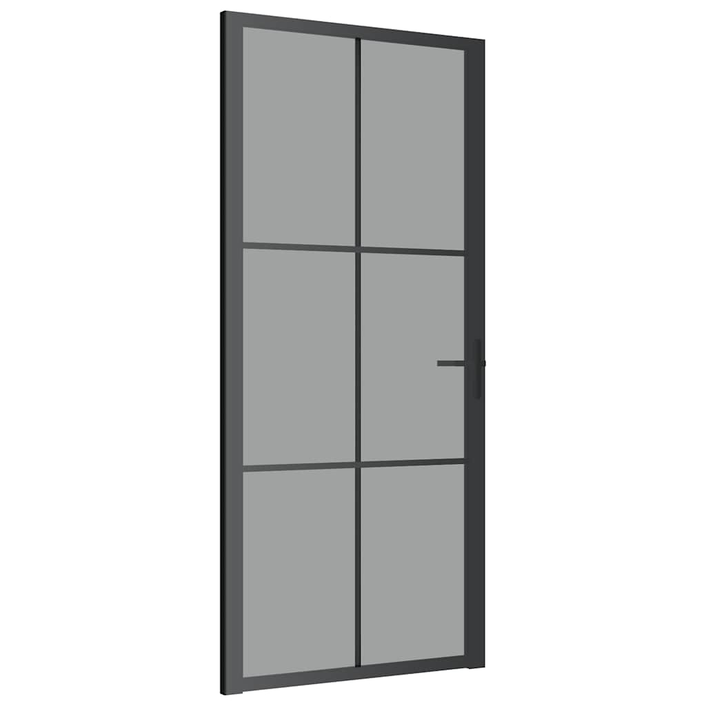 Unutarnja vrata 93 x 201,5 cm crna od ESG stakla i aluminija