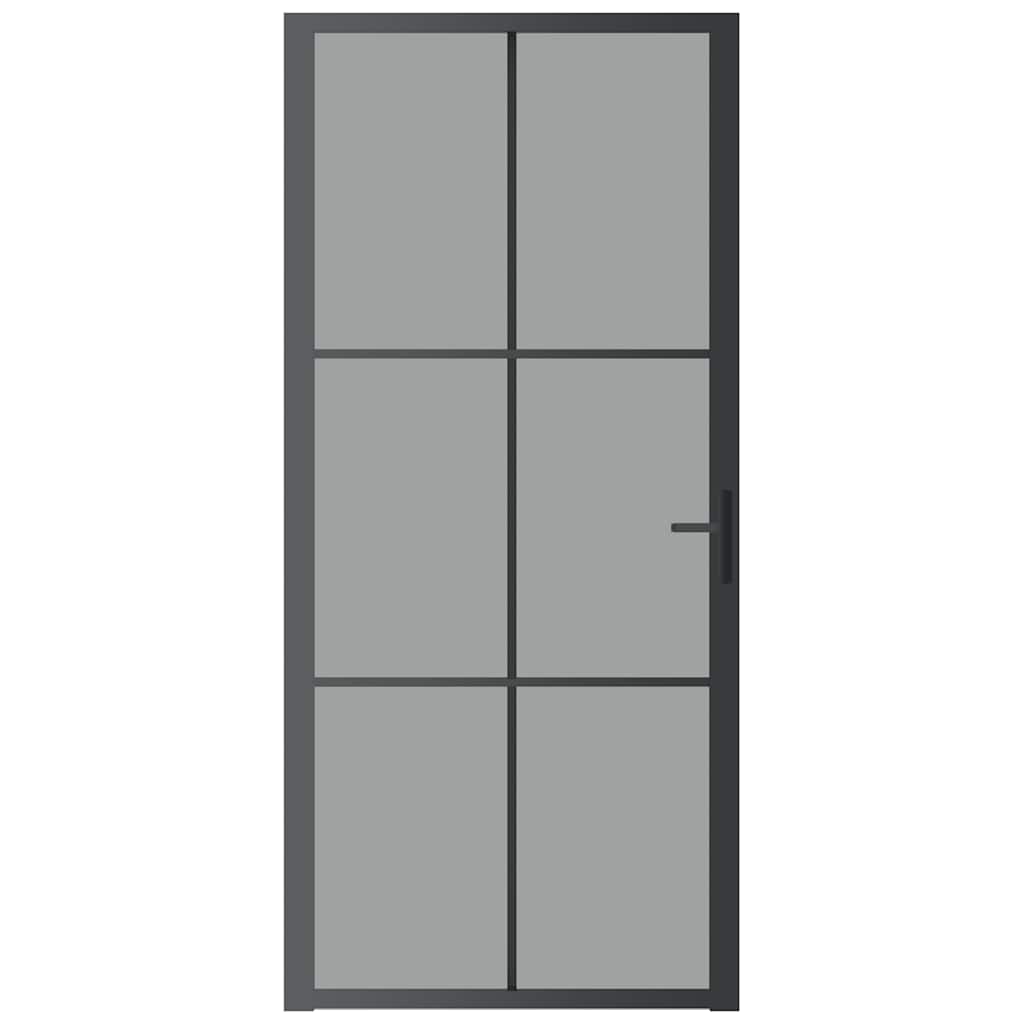 Unutarnja vrata 93 x 201,5 cm crna od ESG stakla i aluminija