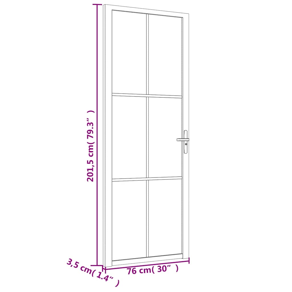 Unutarnja vrata 76 x 201,5 cm Bijela od ESG stakla i aluminija