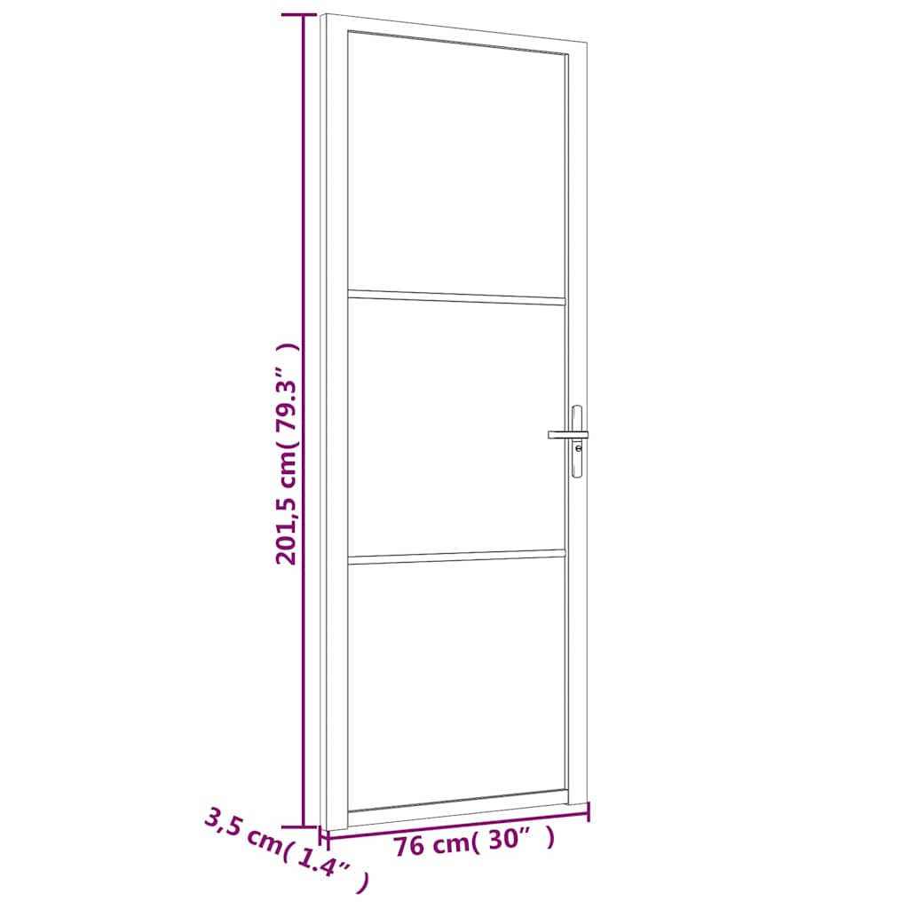 Unutarnja vrata 76 x 201,5 cm bijela od mat stakla i aluminija