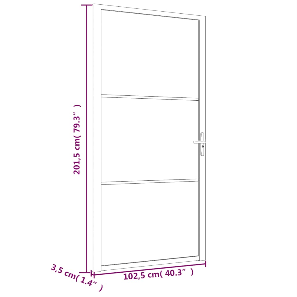 Unutarnja vrata 102,5x201,5 cm Bijela od mat stakla i aluminija