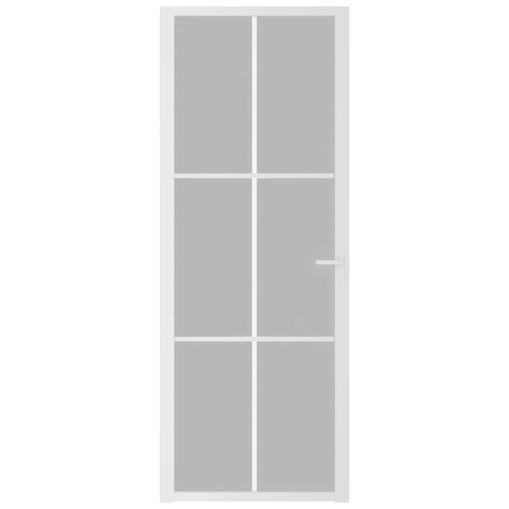 Unutarnja vrata 76 x 201,5 cm bijela od mat stakla i aluminija
