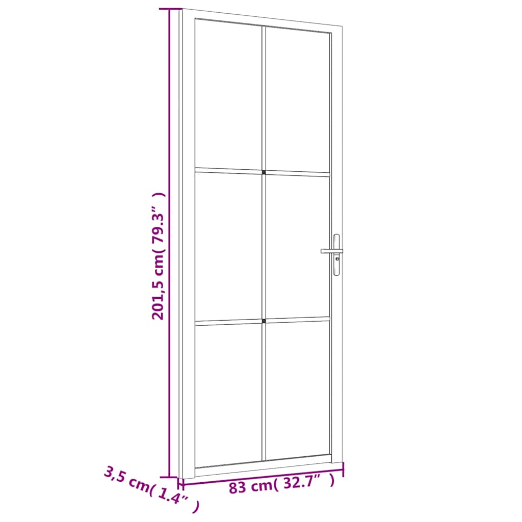 Unutarnja vrata 83 x 201,5 cm Bijela od mat stakla i aluminija