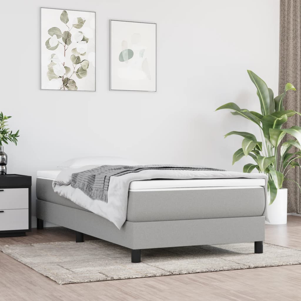 Box spring krevet s madracem svjetlosivi 90x190 cm od tkanine