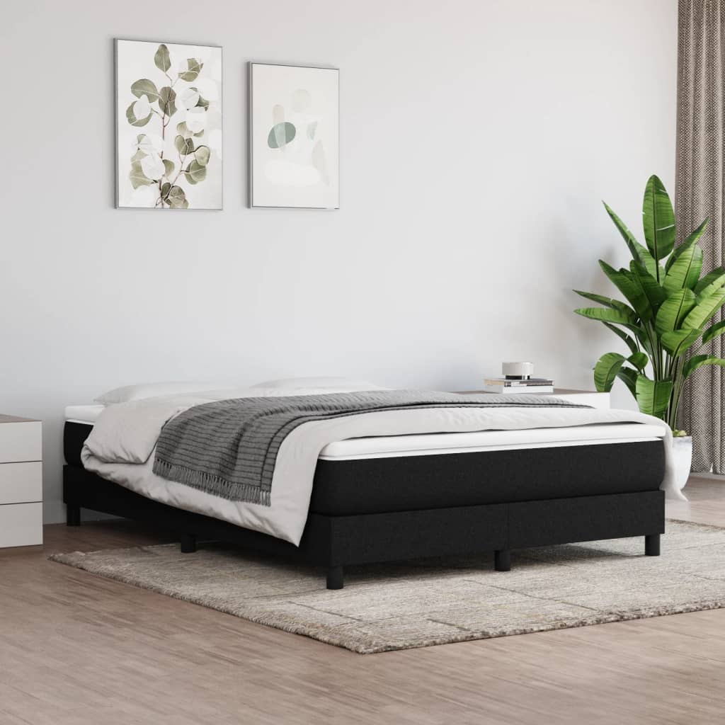 Krevet s oprugama i madracem crni 140 x 190 cm od tkanine