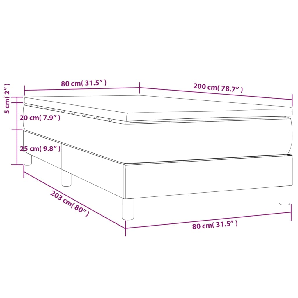 Box spring krevet s madracem crni 80 x 200 cm od tkanine