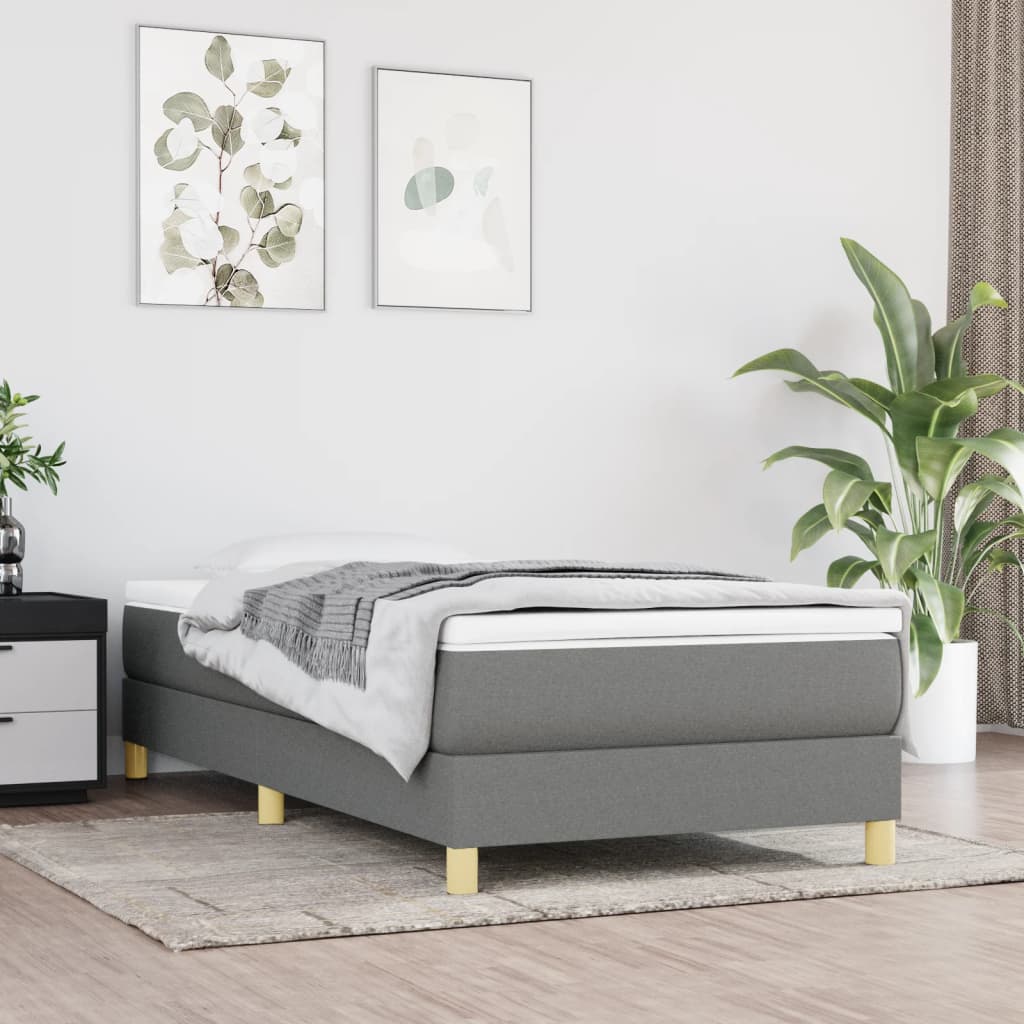 Krevet s oprugama i madracem tamnosivi 90 x 190 cm od tkanine