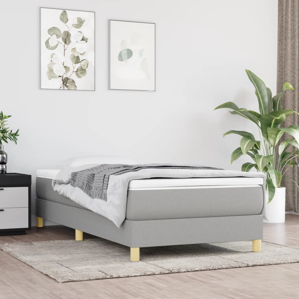 Krevet s oprugama i madracem svjetlosivi 100x200 cm od tkanine