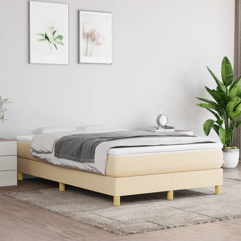 Krevet s oprugama i madracem krem 120 x 200 cm od tkanine