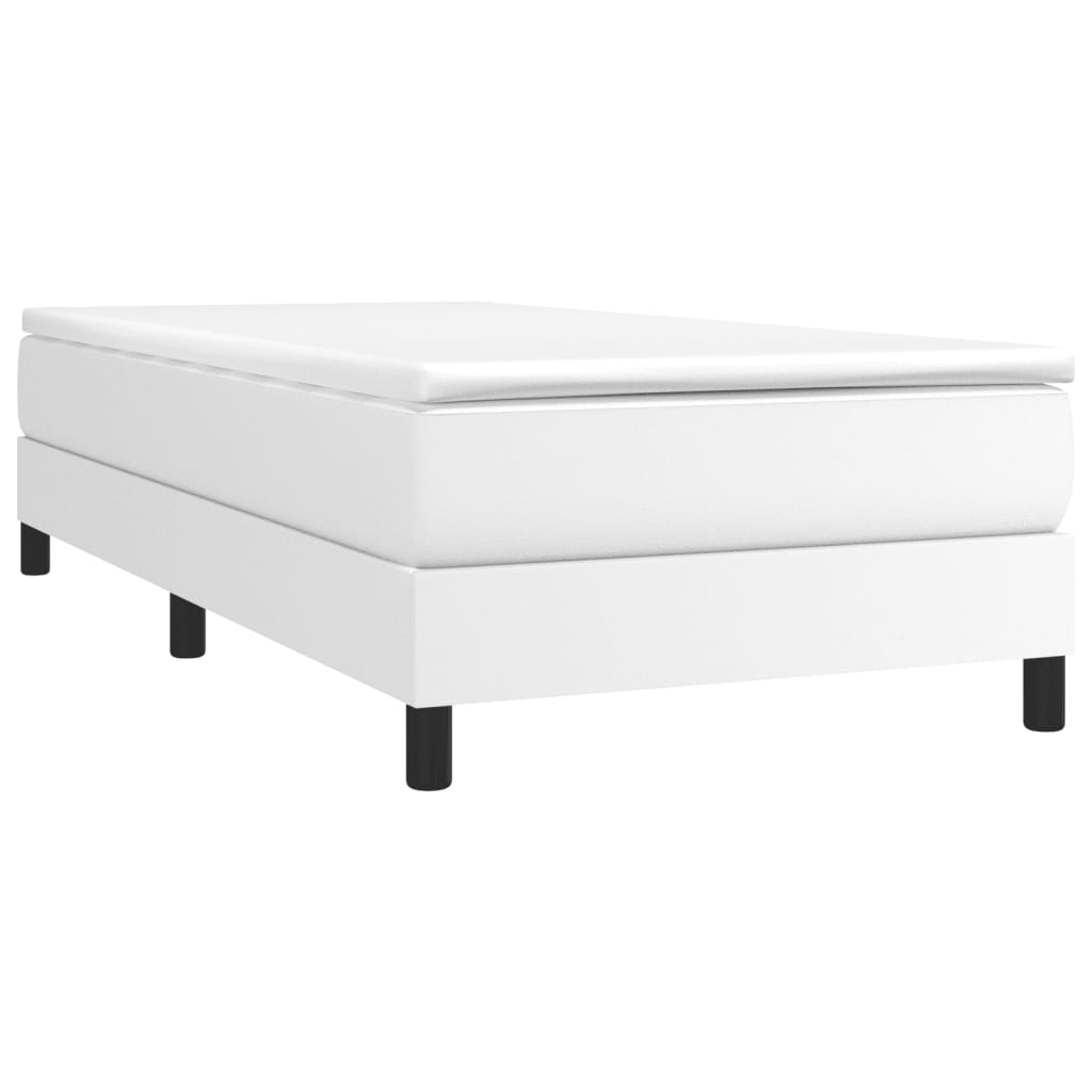 Krevet s oprugama i madracem bijeli 90 x 200 cm od umjetne kože