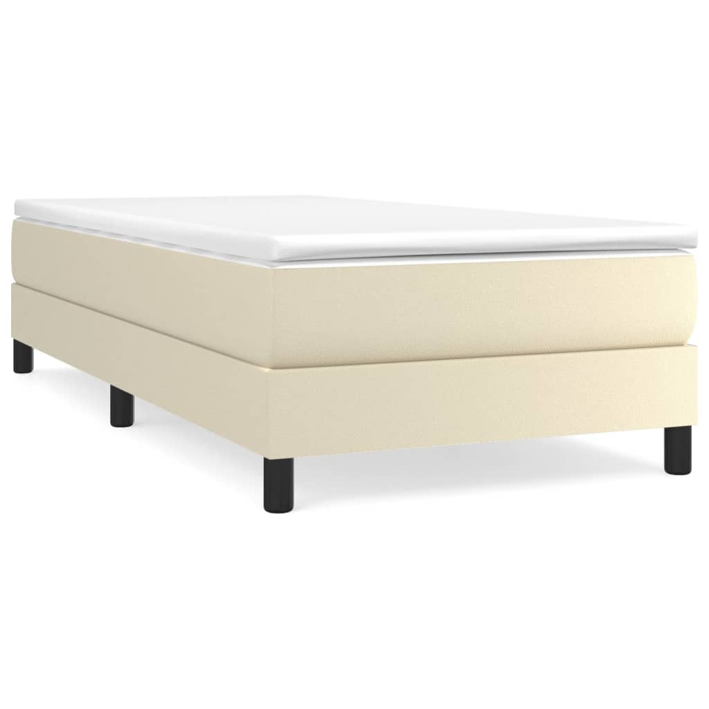 Krevet s oprugama i madracem krem 100x200 cm od umjetne kože