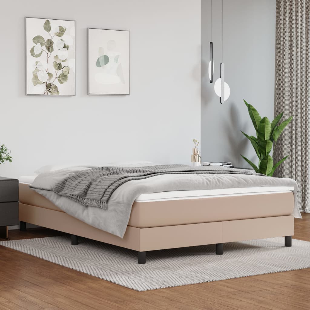 Krevet s oprugama i madrac cappuccino 140x190cm od umjetne kože