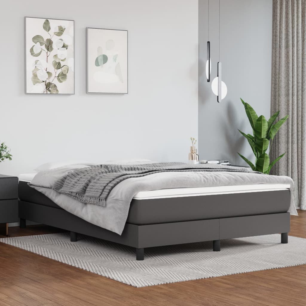 Krevet s oprugama i madracem sivi 140x200 cm od umjetne kože