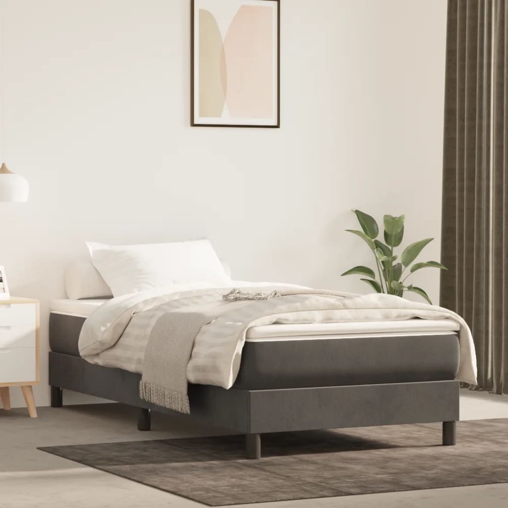 Box spring krevet s madracem tamnosivi 80 x 200 cm baršunasti