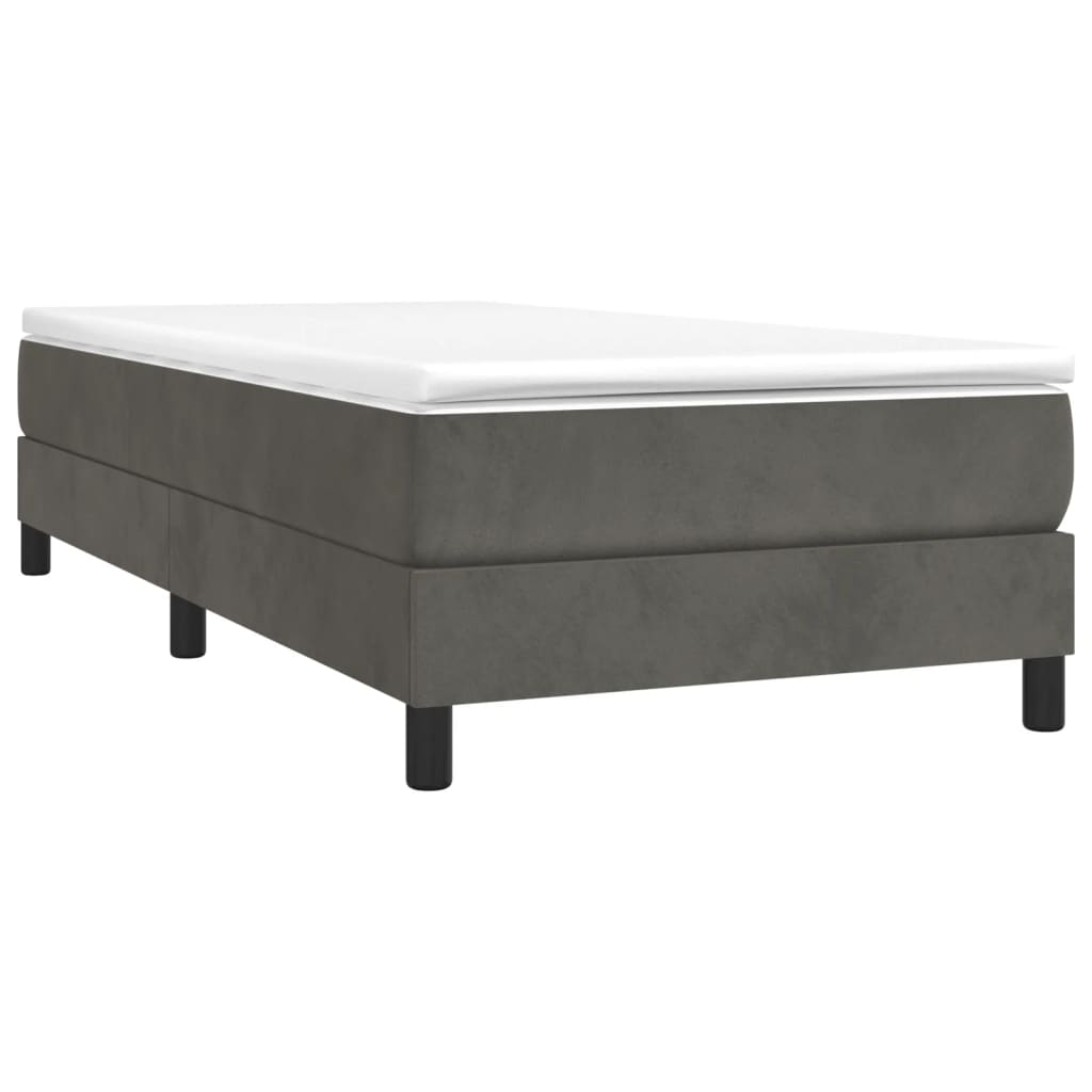 Box spring krevet s madracem tamnosivi 90x190 cm baršunasti