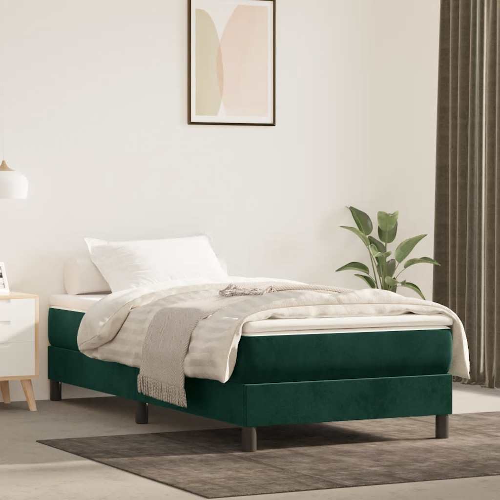 Box spring krevet s madracem tamnozeleni 90x190 cm baršunasti