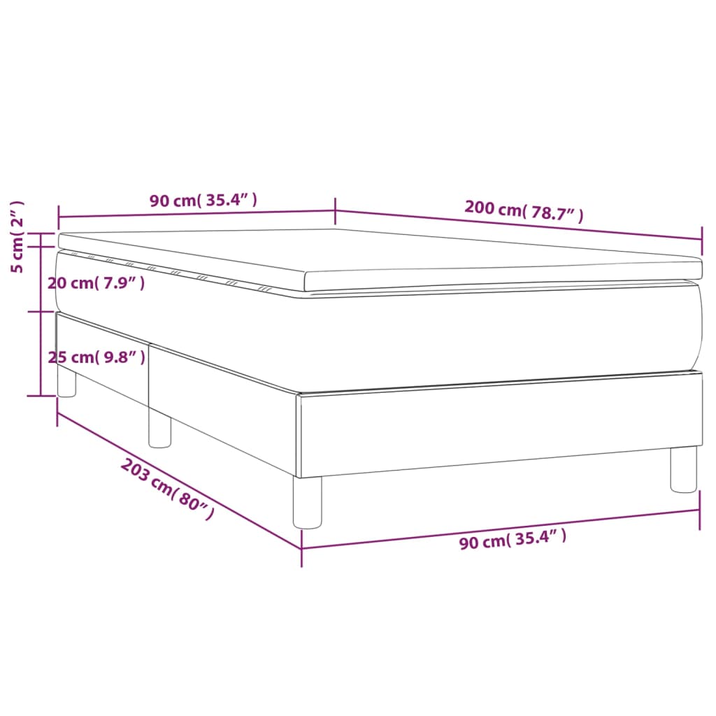 Box spring krevet s madracem svjetlosivi 90x190 cm baršunasti