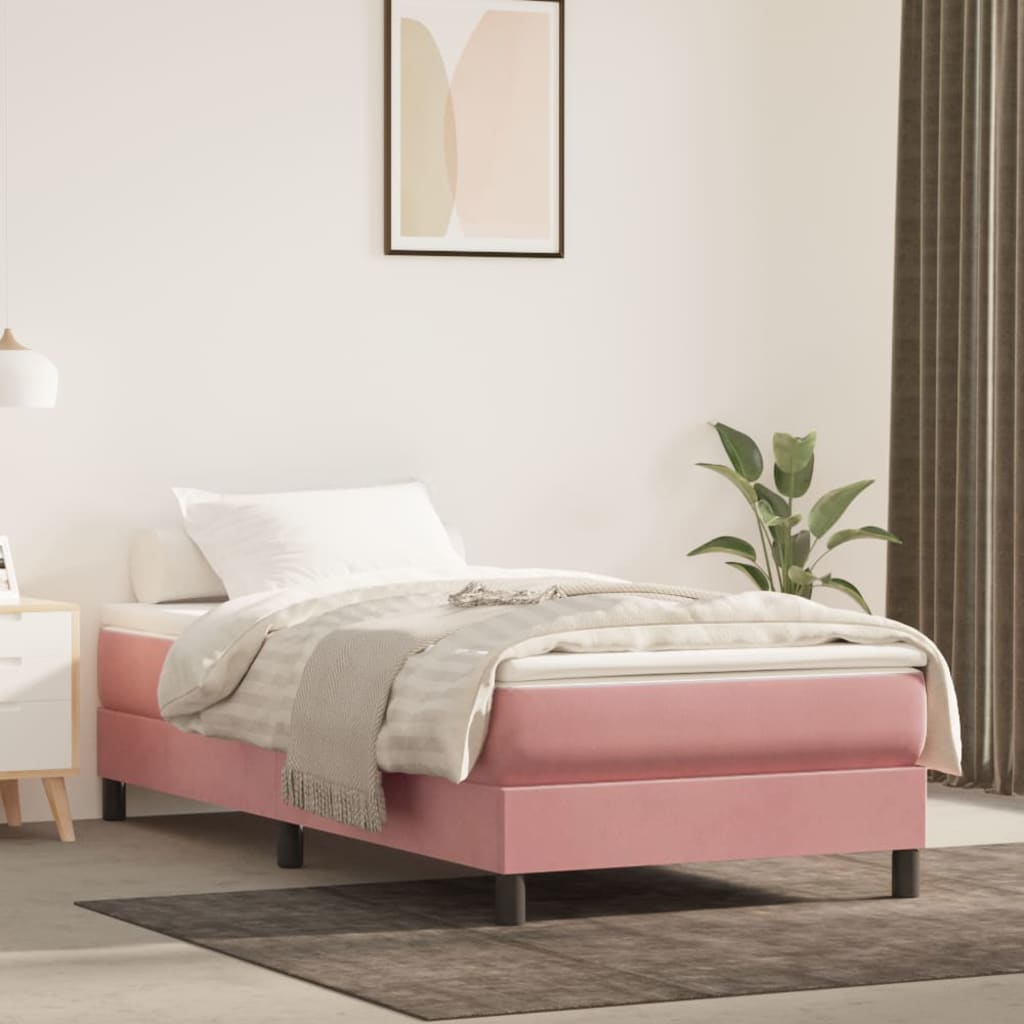 Box spring krevet s madracem ružičasti 90x200 cm baršunasti