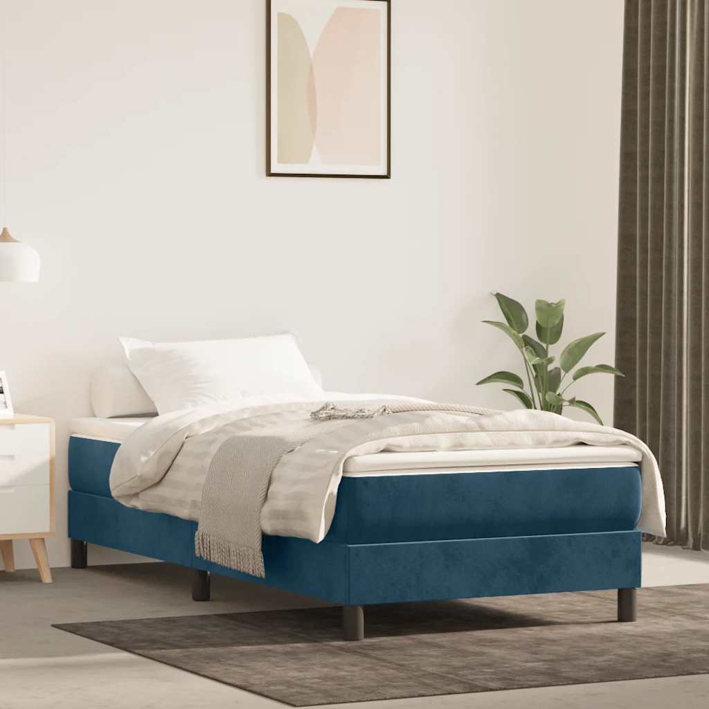 Box spring krevet s madracem tamnoplavi 100x200 cm baršunasti