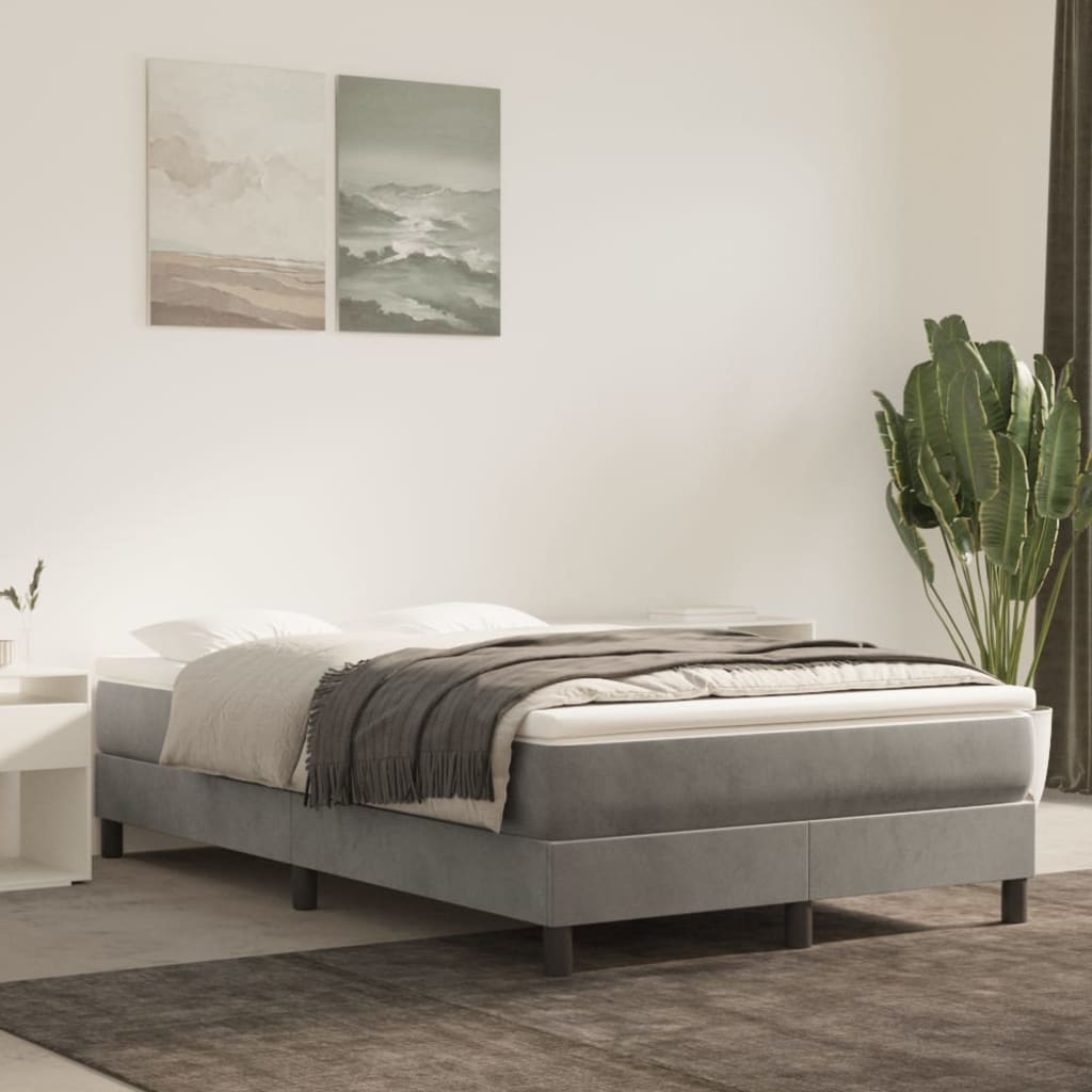 Box spring krevet s madracem svjetlosivi 120x200 cm baršunasti